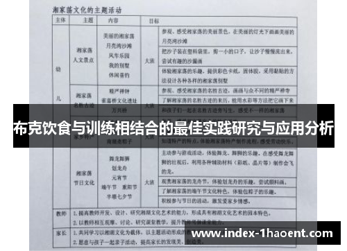布克饮食与训练相结合的最佳实践研究与应用分析