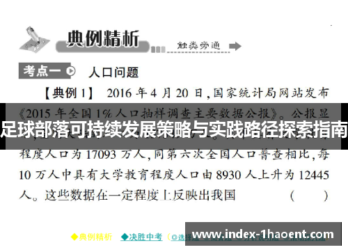 足球部落可持续发展策略与实践路径探索指南
